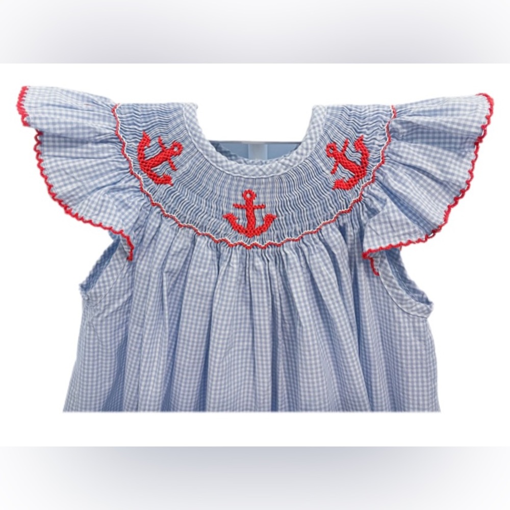 Edgehill Collection Gingham Dress with Red Embroidery